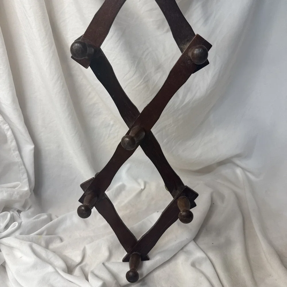 Vintage Wood Expandable Peg Rack- Multi-Purpose Accordion Wall Hangers Cottage